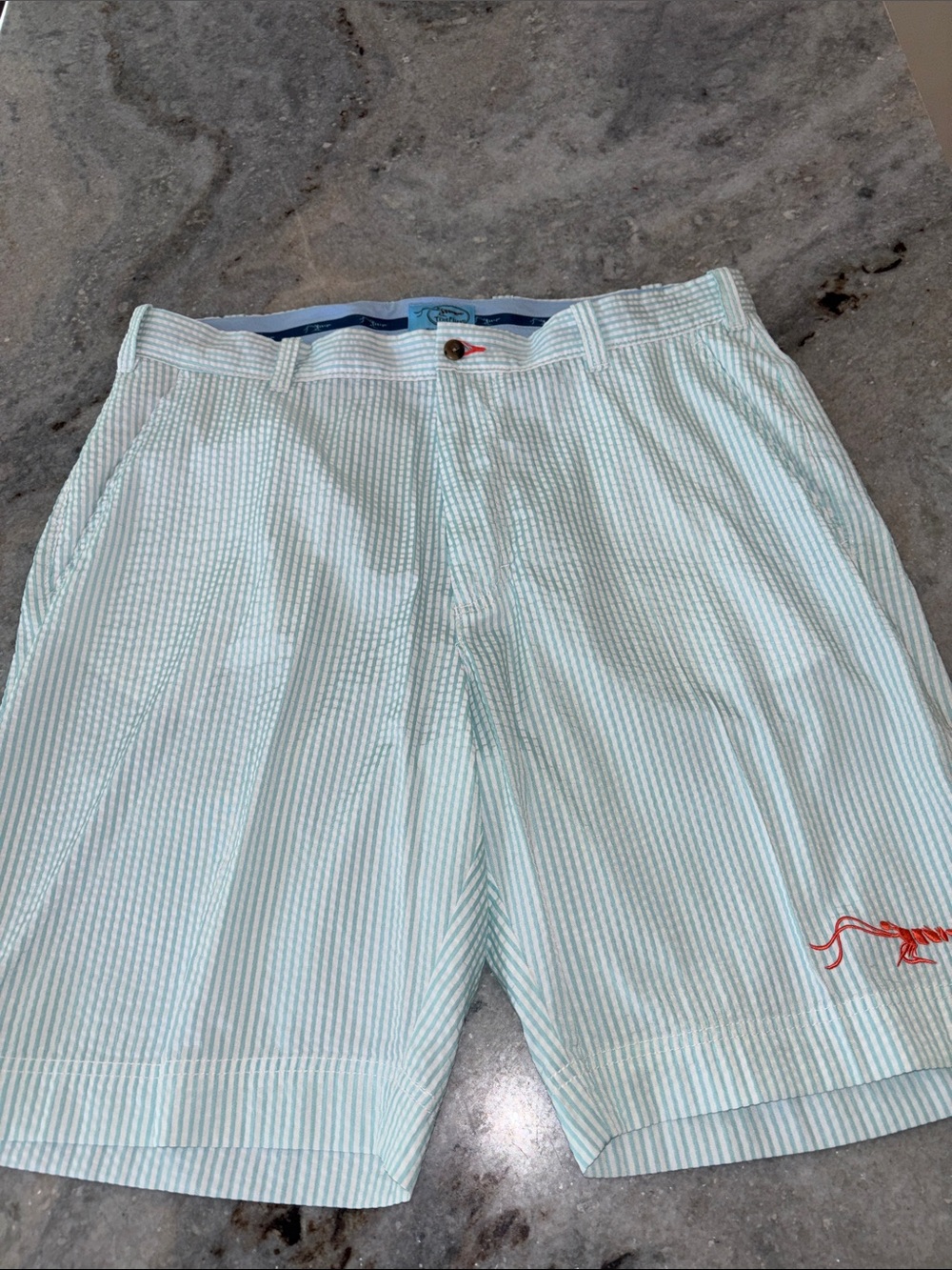 EUC True Flies seersucker shorts, size 38